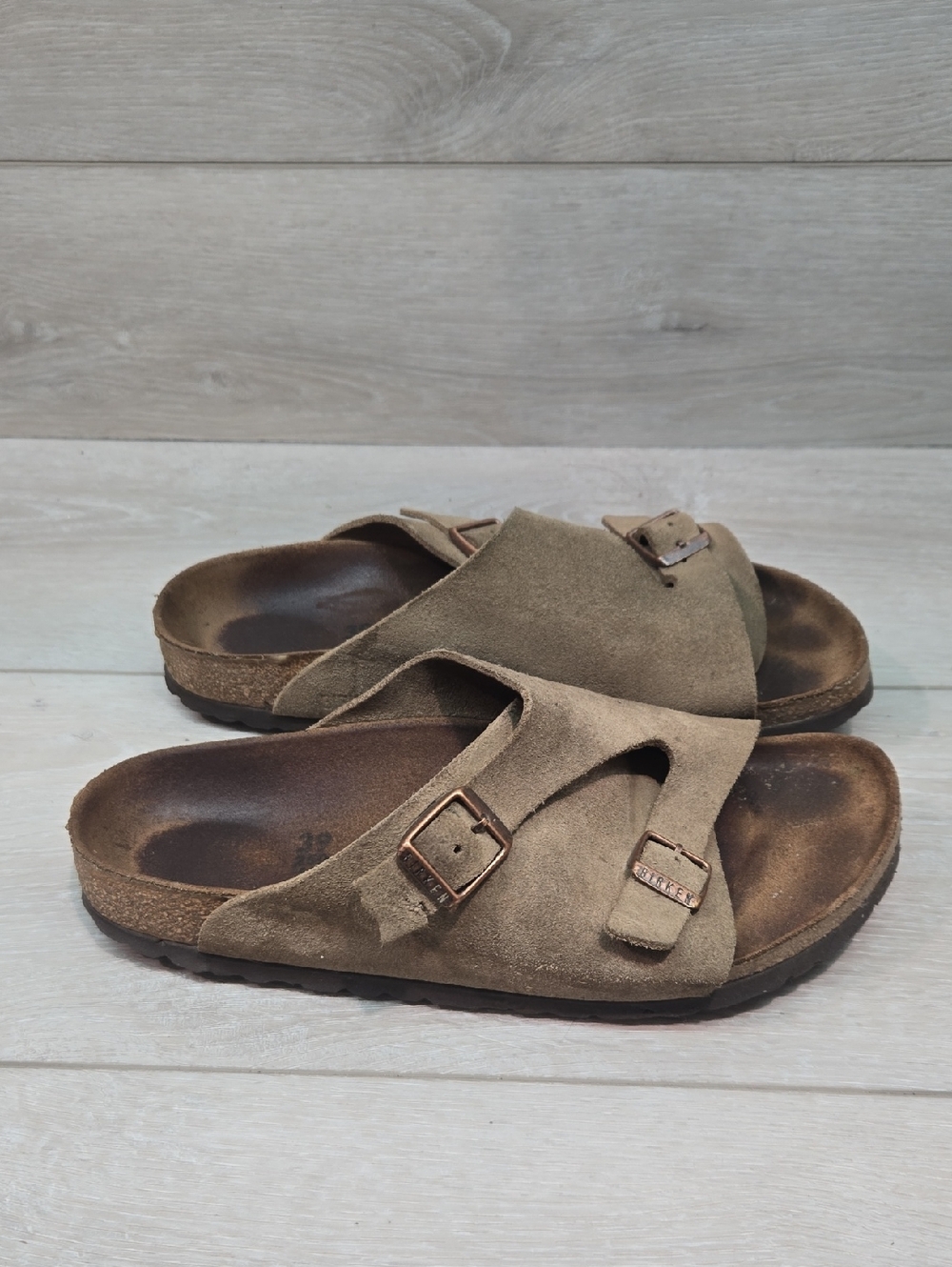 Birkenstock Women Zurich Suede Double-Buckle Slide Sandals Shoes Sz 39/8 Narrow - Picture 2 of 12